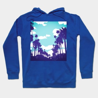 Blue alley of palm trees in California Hoodie